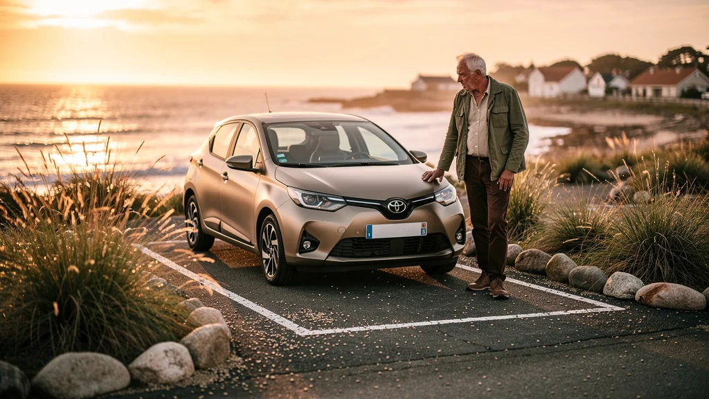 Place de parking à Rhuys au coucher du soleil, illustrant sa valeur supérieure à la vue pour les acheteurs locaux