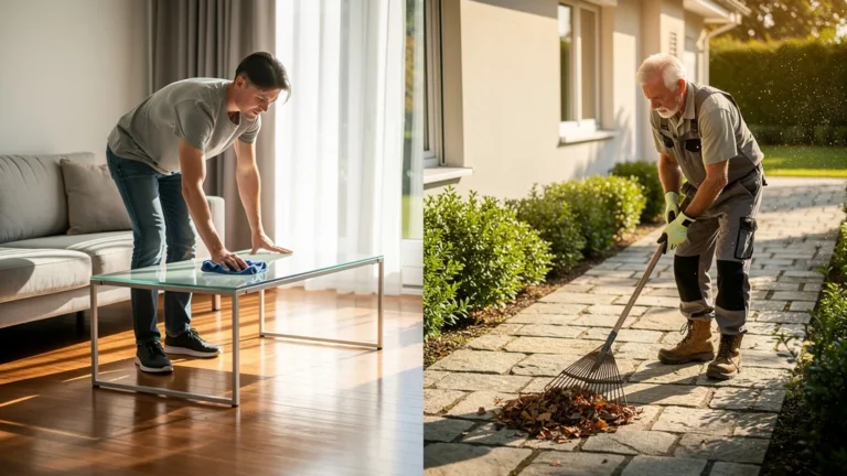 Comparatif nettoyage intérieur puis extérieur avec effet visite avant-après détaillé et lumineux