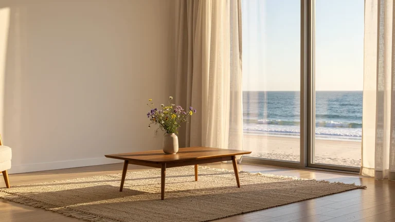 Maison en bord de mer après simple désencombrement pour vente immobilière, ambiance lumineuse et épurée