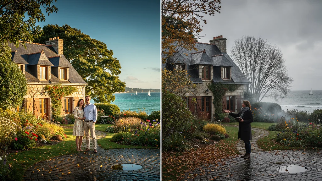 Comparaison visuelle de l'intérêt des acheteurs à Arzon en juillet et en novembre sur une maison côtière