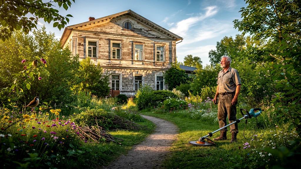 Débroussaillage des abords révélant une maison charmante et soignée, éveillant un nouvel intérêt