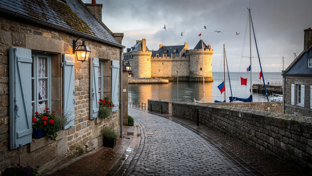 Maison bretonne traditionnelle à Concarneau pour location saisonnière avec vue sur le port fortifié