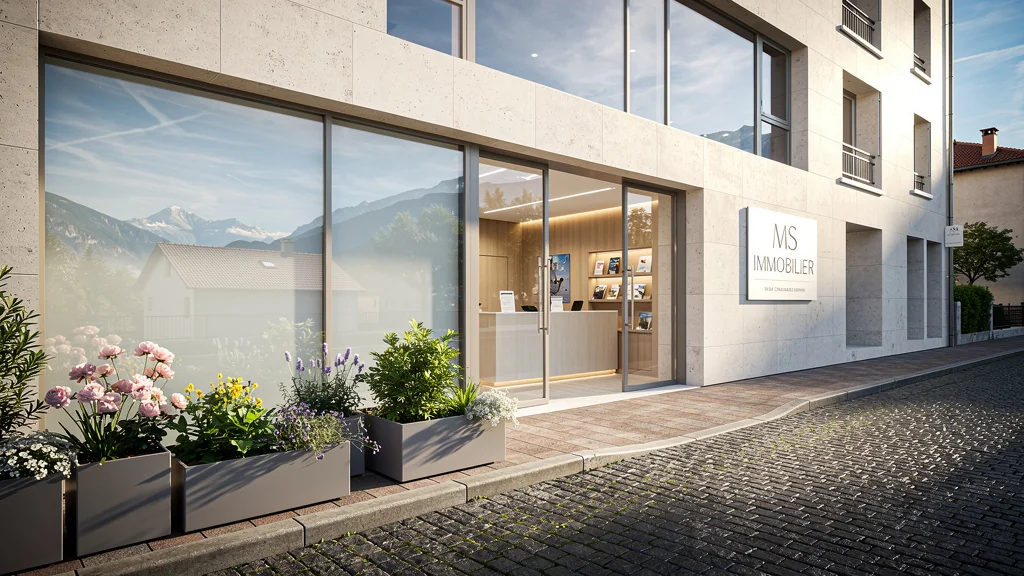 Façade moderne et lumineuse de MS Immobilier à Gap, reflet d'une agence immobilière professionnelle en milieu urbain