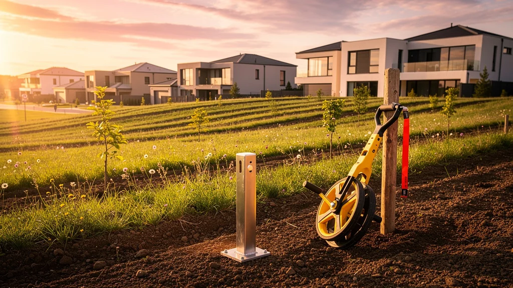 Terrain constructible en périphérie urbaine montrant la plus-value immobilière potentielle au coucher du soleil